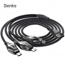 BENKS BLACK MAMBA 3 IN 1 TYPE-C+LIGHTNING+MICRO 150 CM