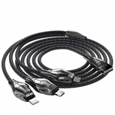 BENKS BLACK MAMBA 3 IN 1 LIGHTNING+LIGHTNING+MICRO 150CM