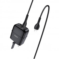 HOCO C77B HIGHWAY DUAL PORT CHARGER UK PLUG SET WITH LIGHTNING CABLE
